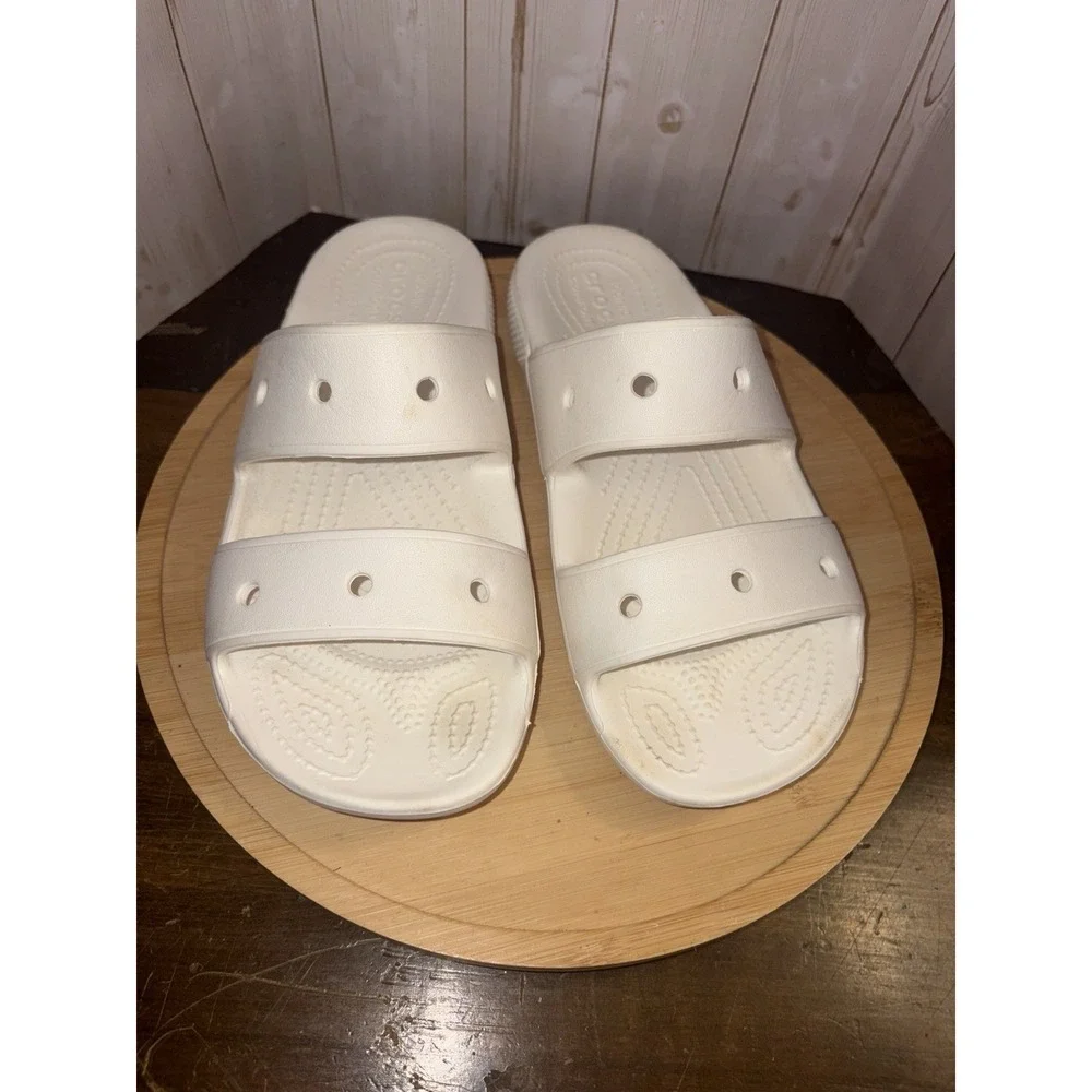 Crocs Comfort Slides White Two Strap Sandals Casual Summer Essential W7/M5